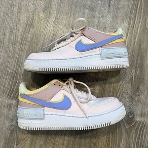 Nike Air Force 1 Pastel Pink Lavender & Yellow Low Top Sneakers